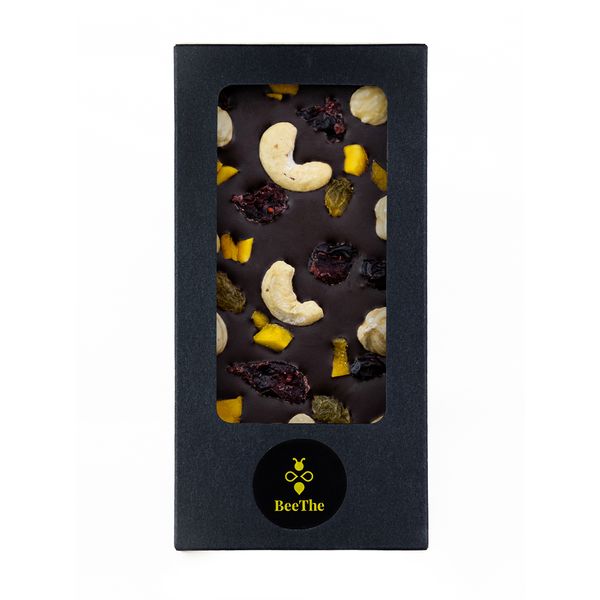 Чорний шоколад з горіхами та сухофруктами, 120г 8112306 фото
